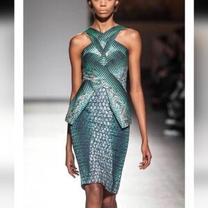 Peter Pilotto Geometric Shift Halter Dress Size 12